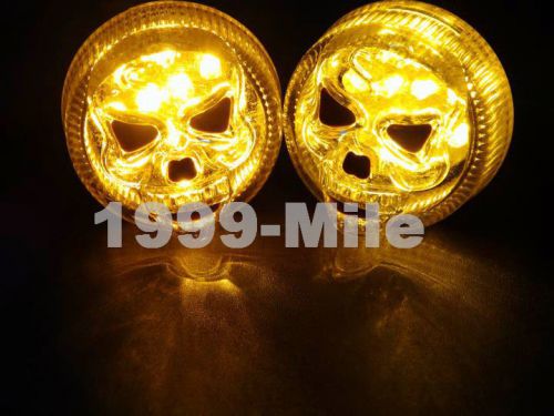 Chrome skull skeleton led turn signal indicator light for harley custom parts
