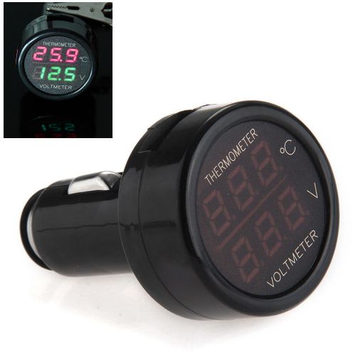 2 in 1 car auto 12v/24v red green dual display led digital thermometer voltmeter