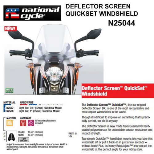 Honda vt1300cs sabre 2010-14 nat. cycle deflector quickset windshield n25044