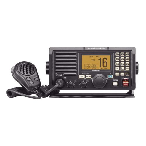 Icom m604a vhf radio w/hailer &amp; rx repeat fog horn - black model# m604a 41