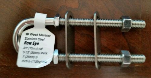 New west marine 3-1/2&#034;x 3/8&#034; stainless steel bow or stern eye 1&#034; id 2500 lbs
