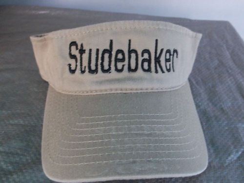 Tan adjustable cotton visor with black embroidered block "studebaker" - new !
