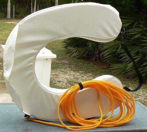 Deluxe horseshoe throwable buoy life preserver life saver float 24" white