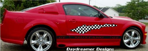 Ripped / torn checkered flag decal kit / vinyl car graphics / racing stripes