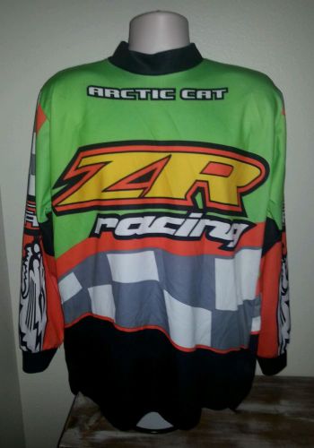 Arctic cat zr racing green longsleeve jersey shirt men's large snowmobile atv