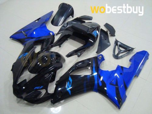 Gloss black blue injection plastic fairing fit for yamaha 2000 2001 yzf r1 j20