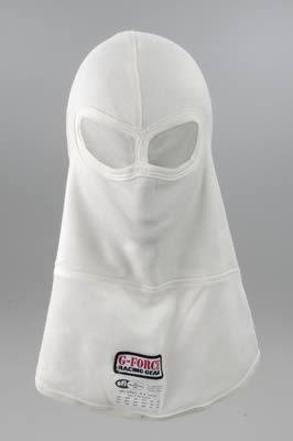 G-force racing head sock nomex two eyehole openings double layer white each
