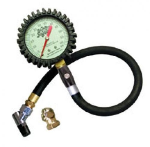 Joes tire pressure air gauge 0-60 psi 2-1/2" gid 17" flex hose #32310 swivel end