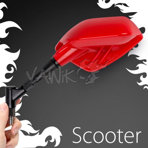 Magazi fin style red motorcycle mirrors 8mm 1.25 pitch for custom scooter θ