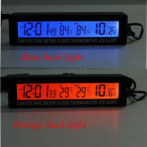 12v 3 in 1 car digital clock time thermometer battery voltage monitor meter new