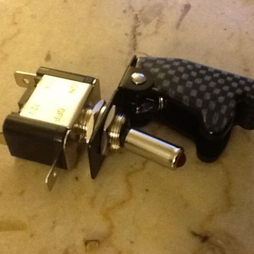 12v 20amp spst red led lamp with carbon fiber pattern  missle style cover new