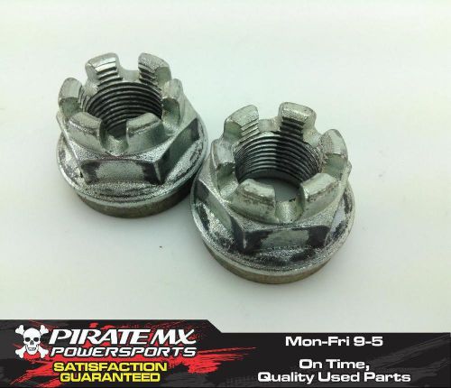 Kawasaki 650 brute force front wheel hub spindle castle nuts solid 4x4 #24 05