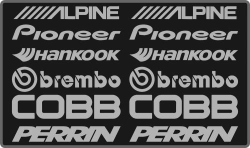 200 mm alpine, pioneer, hankook, brembo, cobb, perrin car sticker decal #sk-009s
