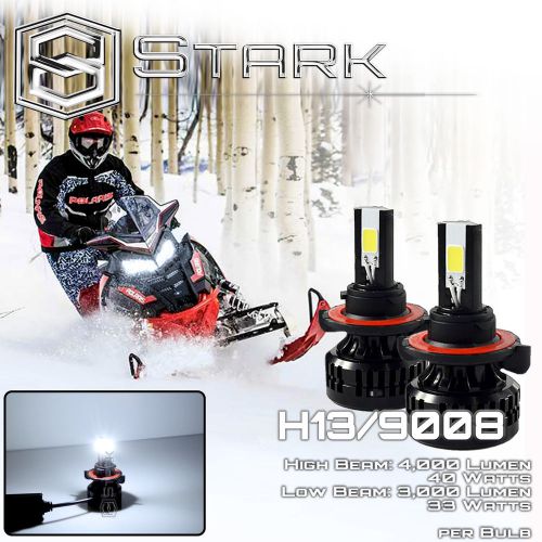 Snowmobile led 80w 8000lm 6000k headlight kit hi / lo dual bulbs - h13 pair