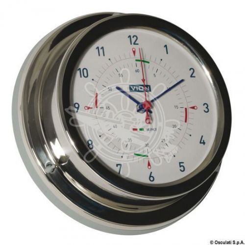 Vion series a100 quartz clock with sectors radio silent polished ss 125mm