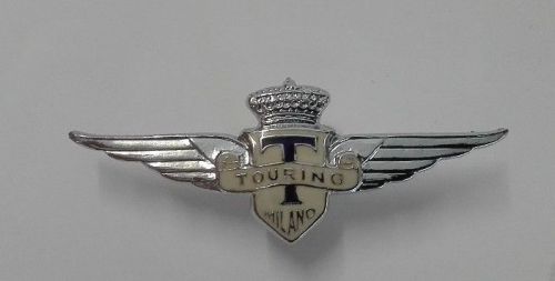 Carrozzeria touring milano enamel and chromium medium emblem 85 x 33 mm.