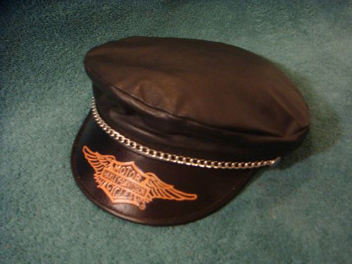 Harley davidson vintage nos embossed leather engineer captains cabbie hat cap