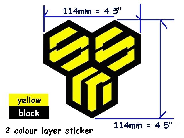 (1x) 4.5" roboteach macross frontier sms vinyl decal black and yellow  2 colour