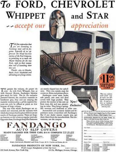 Fandango 1928 - fandango ad - to ford, chevrolet, whippet and star ~~ accept our