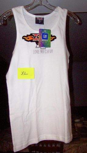White xl 'love my chevy' rhinestone womens tanktop new!!
