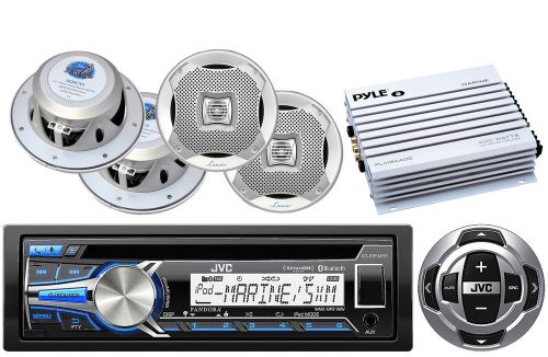 Jvc marine cd bluetooth radio/wired remote, 6.5&#034; marine speakers, 400w amplifier