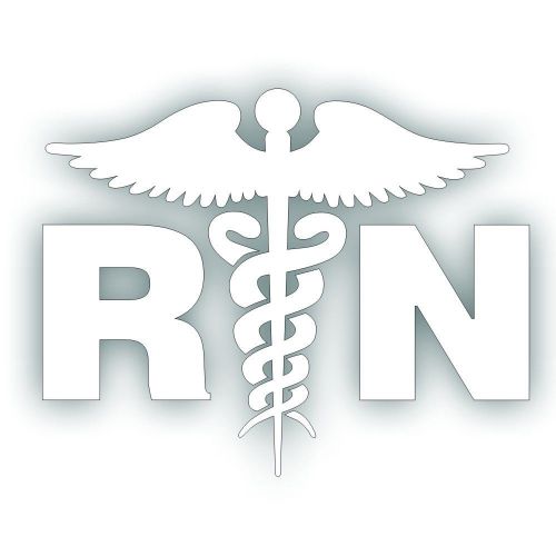 Rn caduceus decal for registered nurse heath care hospital medical worker white