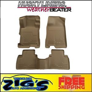 Husky liners weatherbeater tan front &amp; rear mats for 2012-2013 honda civic 4dr