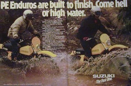 Suzuki pe-175 pe-250  hell or high water  2 page motorcycle  ad 1978 pe 175 250