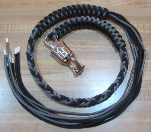 Motorcycle getback biker whip usa made with panic clip black and silver