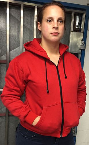 Womens motorcycle  hoodie reinforced with dupont™ kevlar® aramid fibre red 8-18