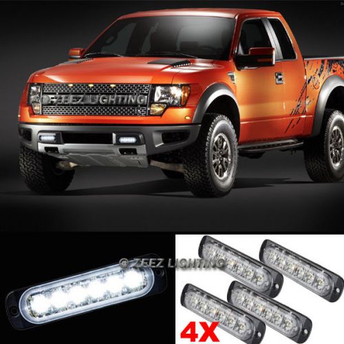 4x white 6 led emergency hazard flash warning caution beacon strobe light bar#98