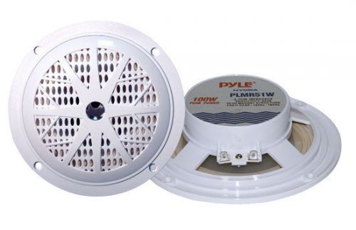 Pair new pyle plmr51w 100 watts 5.25&#039;&#039; 2 way white marine speakers kit