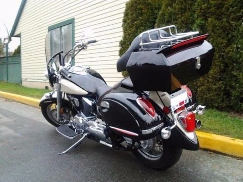 Black dmy motorcycle trunk with top rack &amp; backrest &amp; spoiler for harley