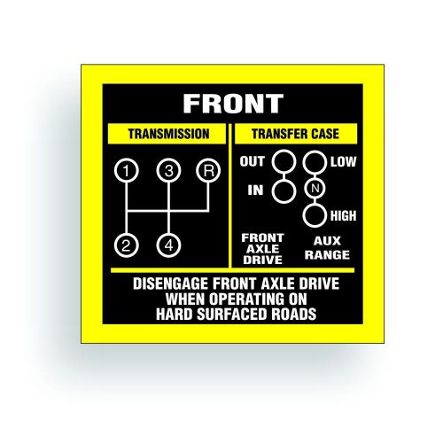 Transmission shift pattern decal fits willys cj jeep t18 4 spd t98 ar014