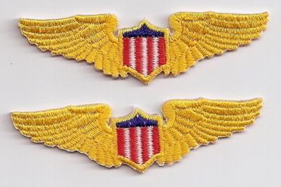 Pilots wings aviation airplane aircraft emblem yellow gold patch applique