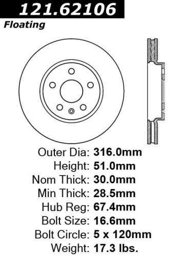 Centric parts 121.62106 front disc brake rotor