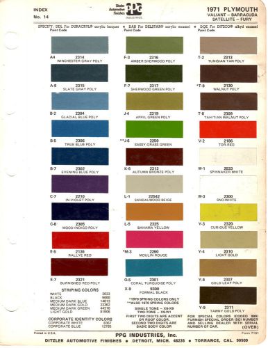 1971 plymouth barracuda roadrunner gtx fury belvedere vip paint chips ditzler 2