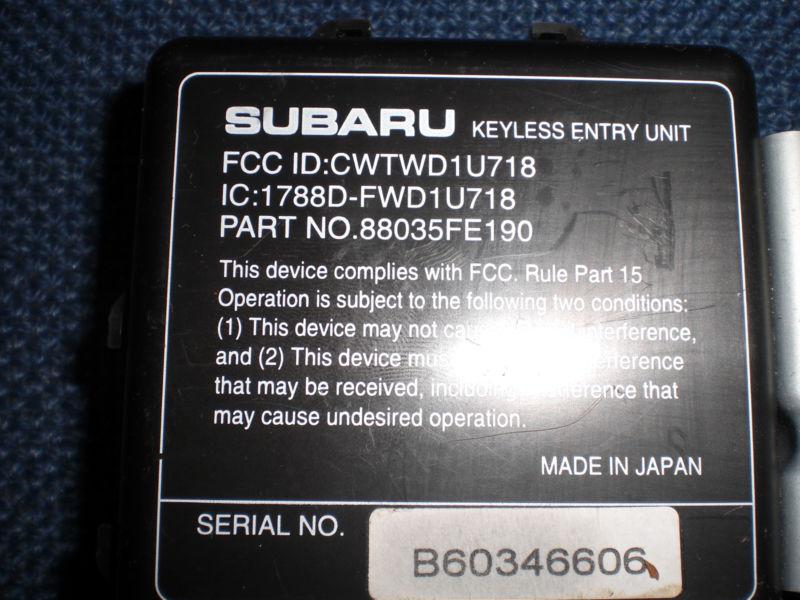 Purchase 06 07 Subaru Impreza WRX Keyless Entry Unit Module 88035FE190