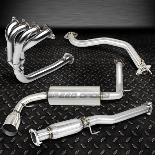 4.5&#034; muffler tip racing catback+4-1 header manifold exhaust for 88-91 cr-x ed