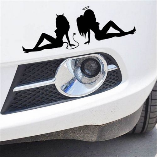 Reflective car stickers beauty sexy angel and devil black waterproof decal 20*7