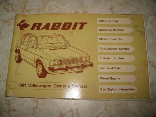 1981 VW Volkswagen Rabbit Factory Owners Manual Guide Book Brochure, US $10.00, image 1