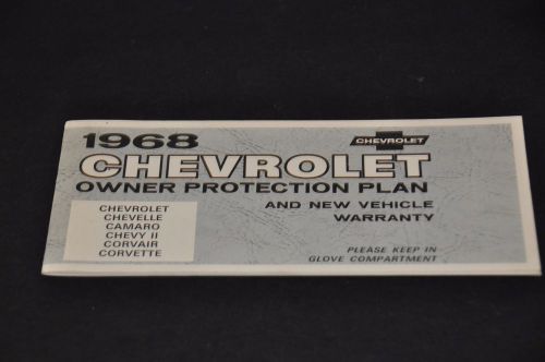1968 68 chevrolet nos protect o plate warranty book corvette camaro chevelle