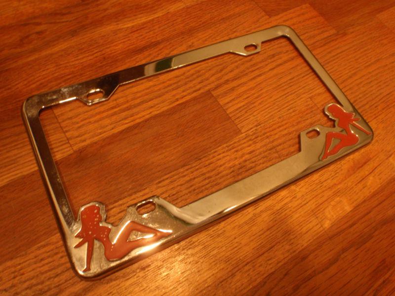 Girl vintage chrome trucker license plate frame girls 