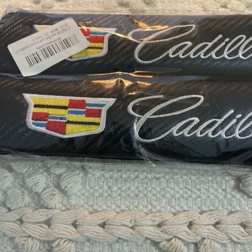 2PCS Carbon Look Embroidery Logo Seat Belt Cover Shoulder Pads For CADILLAC New, US $12.49, image 2