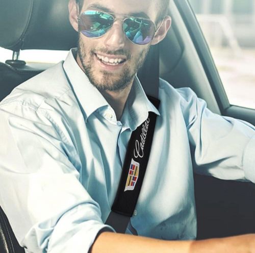 2PCS Carbon Look Embroidery Logo Seat Belt Cover Shoulder Pads For CADILLAC New, US $12.49, image 5