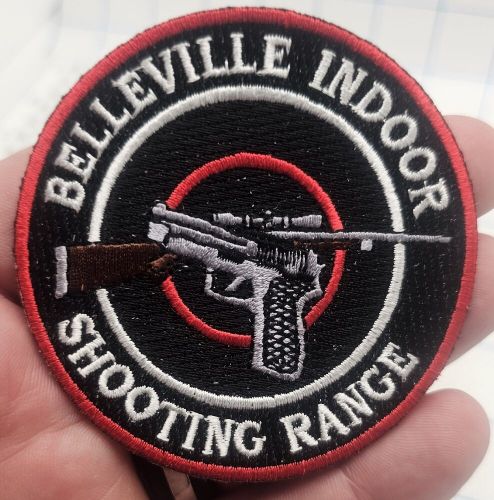 Belleville indoor shooting range embroidered patch vest jacket club sports 3"