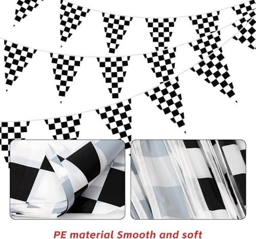 Bandera a cuadros de coches de carreras 48 ​​piezas bandera a cuadros en blanco.