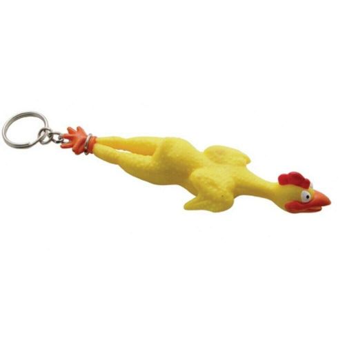 Small rubber chicken key chain