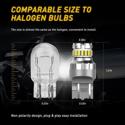 2x 7443 7440 led 6500k reverse backup brake tail stop parking light bulbs canbus