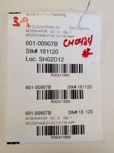 Alternator 136 Amp Sae Rating Fits 01-03 DAKOTA 411668, US $61.03, image 6